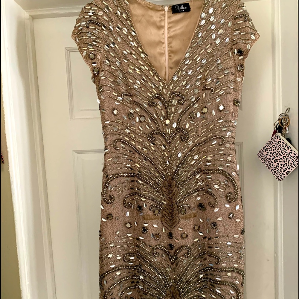 Parker Black Sequined Detailed Cocktail Dress Sz M